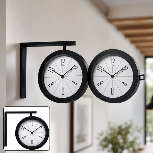2 In 1 Modern Round Double Sided Railway Station Vintage Station Wall Clock For Home Dcor (1 Pc)