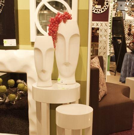 Abstract Faces Matte White Ceramic Vases S/2 - Howard Elliott