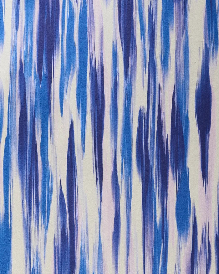 Blue Blast by GEOMETRY features an abstract design with blue and purple streaks on a light background—perfect for a recycled yoga towel that blends unique style and eco-friendly function.