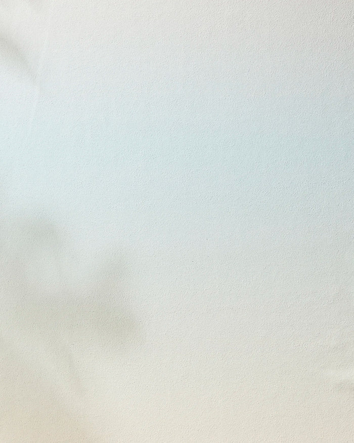 A faint plant shadow appears on a smooth, light surface, creating a soft and minimal backdrop—perfect for highlighting the Breathe non-slip yoga towel by GEOMETRY.
