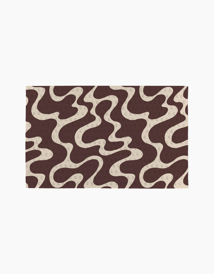 Coffee Reverie by Gerdadzy features a wavy, intertwined brown and beige abstract pattern with small polka dots—ideal for stylish, reusable paper towels as an eco-friendly alternative to disposable kitchen towels.