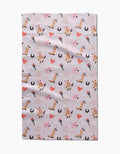 Cowgirl Love by Amberleigh Adoff: A repeating pattern of cowboy boots, horses, hearts, and lassos in pink, brown, and black on light—ideal for an eco-friendly, ultra-absorbent kitchen or tea towel.