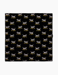 The Geometry Dalmatian In Boots Black dog towel is highly absorbent and quick drying, featuring a playful pattern of white Dalmatians in yellow boots, evenly spaced on a solid black background for a stylish look.