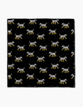 Dalmatian In Boots Black by Geometry features rows of spotted dogs in yellow rain boots on a black background. Printed on ultra-absorbent Geoweave fabric, this Paw Towel blends playful style with practical functionality.