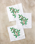 December Holly by Linda Fox: a recycled napkin featuring a plant illustration.