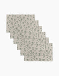 Six beige rectangular reusable paper towels from Rosa Kichline, called Dirty Martini, are stacked and feature a dark green pizza slice and pepperoni pattern, all displayed on a white background.