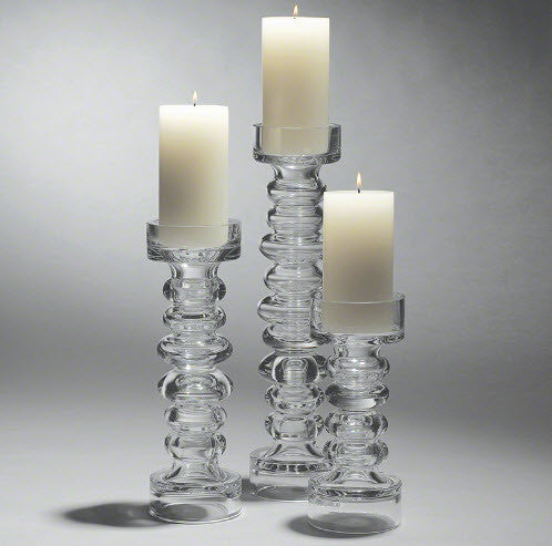 Glass Ribbed Small Candle Holder - Global Views