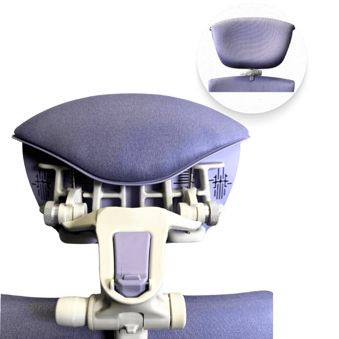 Herman Miller Embody chair headrest by Office Logix Shop, ergonomic design, purple fabric