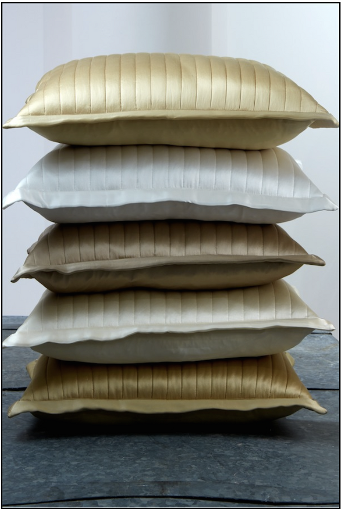 Ivory Charmeuse Channel Quilt Sham - Ann Gish