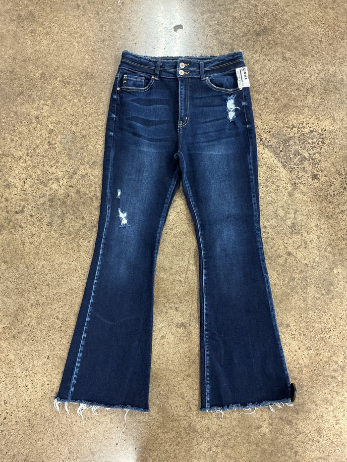 Jeans Flared By Kancan In Blue Denim, Size:8