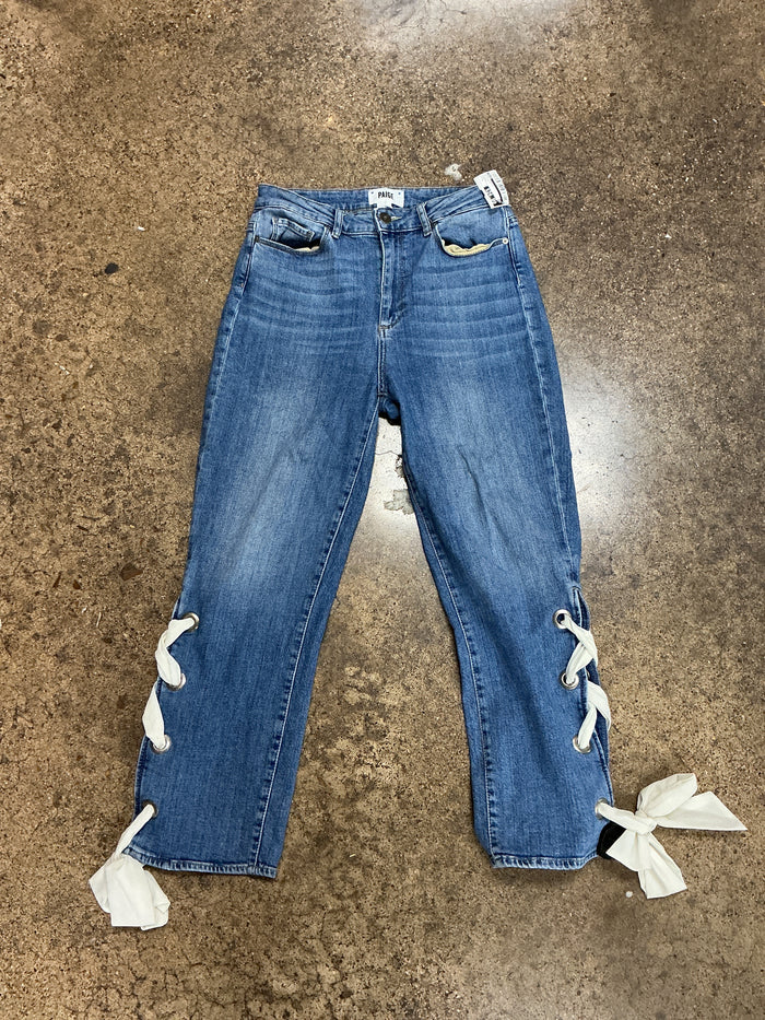 Jeans Straight By Paige In Blue Denim, Size:8