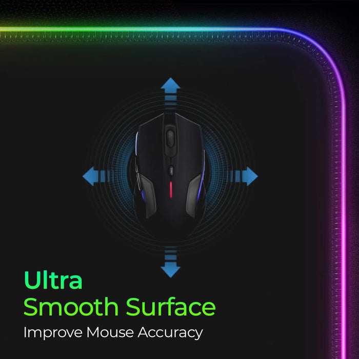 Large RGB LED gaming mouse pad with illuminated edges and ultra smooth surface, Office Logix Shop
