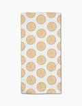 Lemon Doodles by Letters By Shells is a white rectangular, ultra-absorbent towel with a repeating pattern of lemon slice illustrations evenly spaced across the surface.