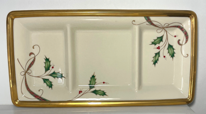 Lenox Holiday Nouveau 3 Part Rectangular Divided Server 15 7/8" Factory Second0