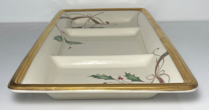 Lenox Holiday Nouveau 3 Part Rectangular Divided Server 15 7/8" Factory Second3