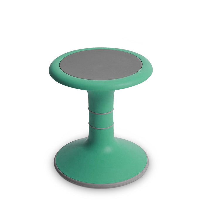 Light green ergonomic wobble chair for kids from Office Logix Shop, placed on white background.