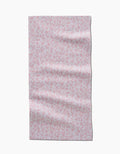 The Minimalist Blush Bar Towel by Teri the Butter features a light pink rectangle with a repeating dark pink coral-like branch pattern, made from ultra-absorbent Geoweave fabric and displayed flat with gentle wrinkles.