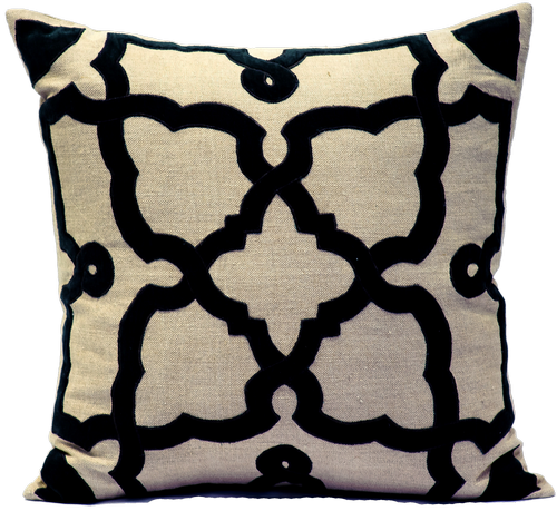 Natural Linen/Charcoal Velvet Pillow - Callisto Home