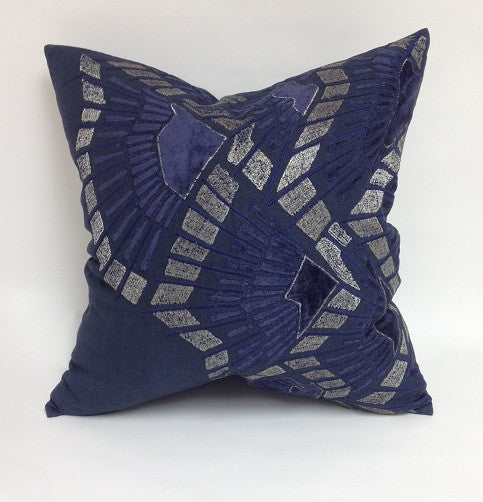Navy Linen/Navy Velvet/Silver Applique - Callisto Home