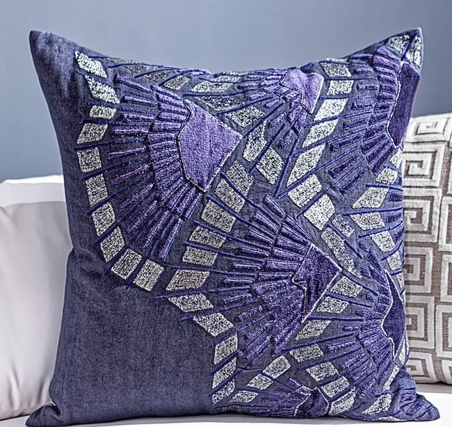 Navy Linen/Navy Velvet/Silver Applique - Callisto Home