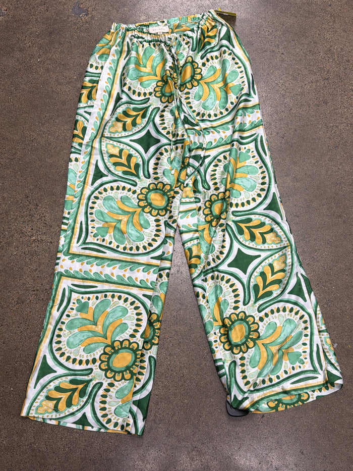 Pants Wide Leg By Melloday In Green & Yellow, Size:Xs