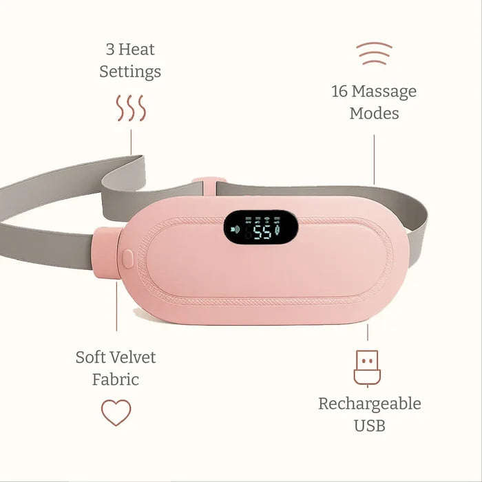 Period Pain & Backache Relief  Smart Wireless Heating Pad with Vibration Massage (Rechargeable, Portable)