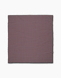 Geometrys Picnic Parade is a square cloth featuring a small red, white, and blue checkered pattern. Made from quick-drying recycled materials, it has neatly finished edges and is shown against a plain white background.