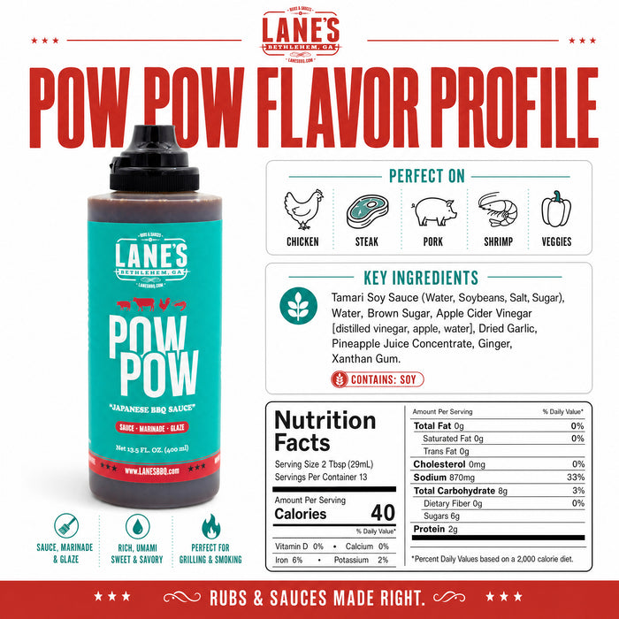 Pow Pow Marinade Flavor Profile with Nutrition Panel