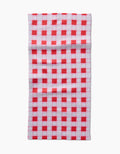The Quilt Block Pink Andred by Brittany Jepsen features a red and white checkered pattern on Geoweave fabric, displayed flat against a white background.