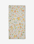 The Rainbow Freckles Bar Towel by Sweet Simple Vegan features a white background with abstract pastel spots in orange, green, yellow, and pink, and is crafted from absorbent Geoweave fabric.