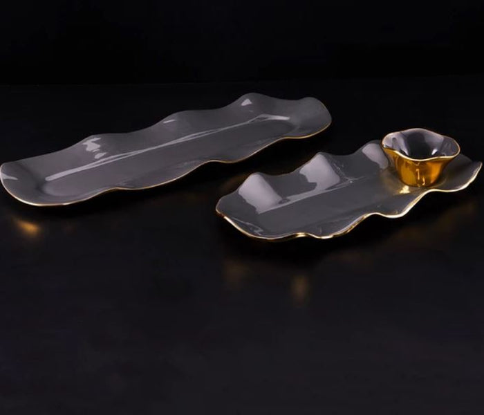 Ruffled Long Tray Graphite - Lunares