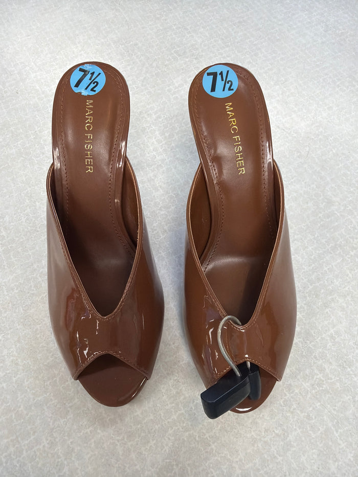 Sandals Heels Stiletto By Marc Fisher In Brown, Size:7.5