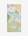 The Secret Fort Bar Towel by Kristina Baker features an abstract pastel design with soft green, yellow, peach, and blue brushstrokes on white Geoweave fabric. Ultra-absorbent and stylish for any space.