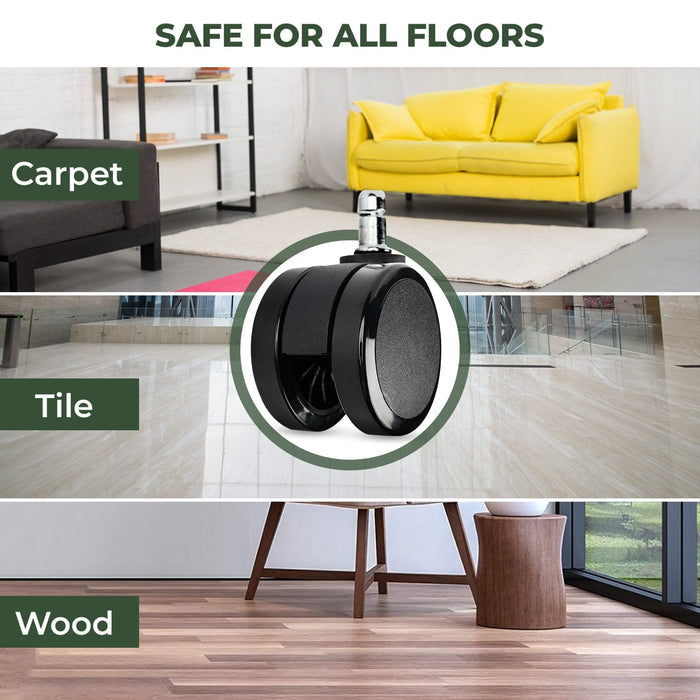 Office chair caster wheel safe for carpet, tile, and wood floors, Office Logix Shop