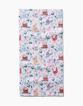 Bring festive charm to your home with the “Spring Bunnies” towel by Charlie Rowan Designs—an ultra-absorbent, pastel Easter-themed towel adorned with rabbits, chicks, eggs, baskets, and flowers on a white background.
