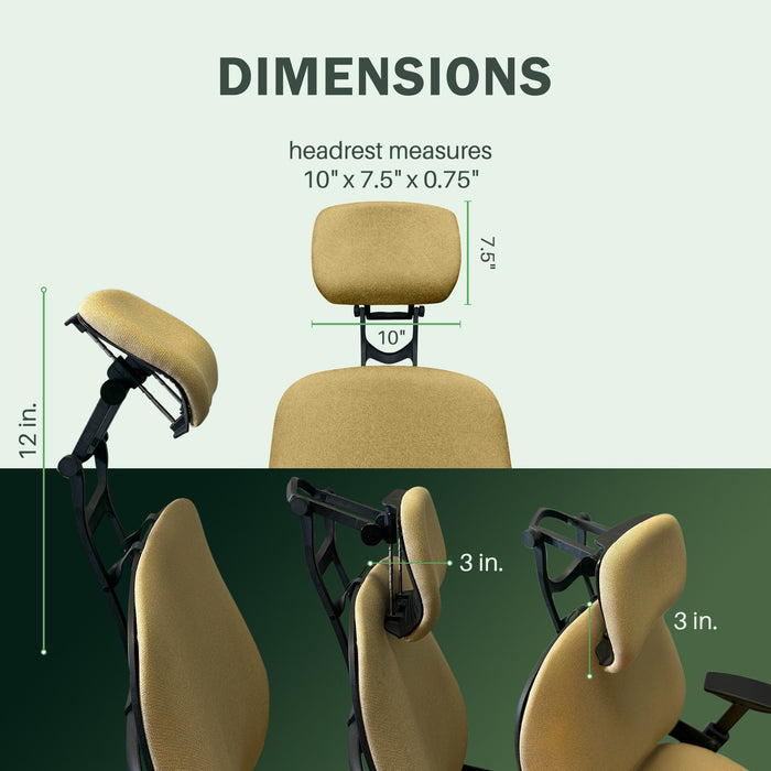 Steelcase Leap V2 chair headrest with measurements, refurbished office chair features
