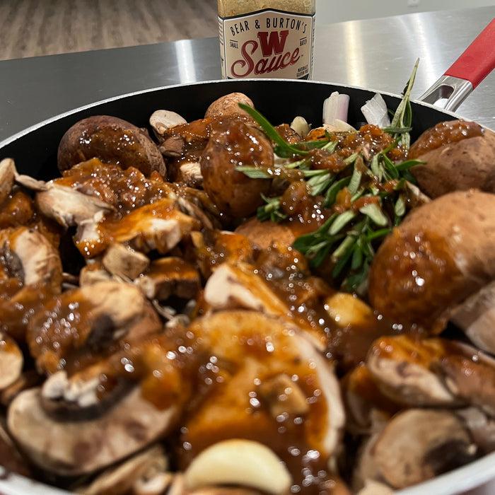The W Sauce on Mushrooms and Vegetables