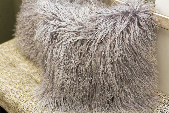 Tibetan Lamb Pillow Dove 16" x 16"- Auskin