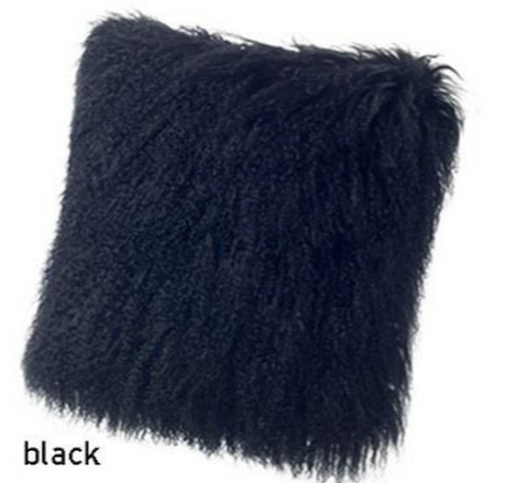Tibetan Lamb Wool Pillow 16" x 16", Black - Auskin