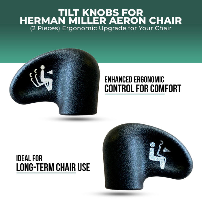 Tilt knobs for Herman Miller Aeron chair, ergonomic black replacement parts, 2 pieces