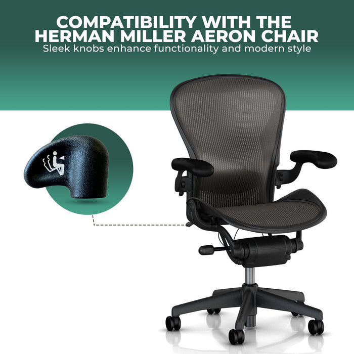 Herman Miller Aeron chair with close-up of replacement tilt knob, Office Logix Shop part