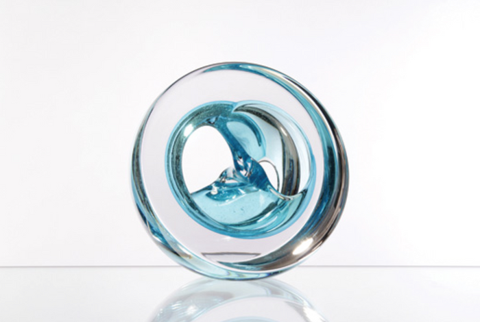 Twist Glass Sculpture, Copper Blue - Teign Valley Glass