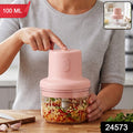 Usb Rechargeable Mini Garlic Chopper 100ml With Dual Blade And Clear Bowl (1 Pc)
