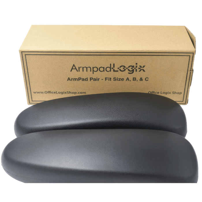 Pair of black vinyl arm pads for Herman Miller Aeron Classic chairs from Office Logix Shop