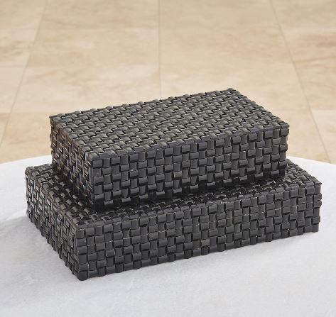 Woven Horn Boxes, Black - Global Views